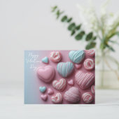 süße Herz Pralinen aus Schokolade Valentinstag ポストカード (スタンド正面)