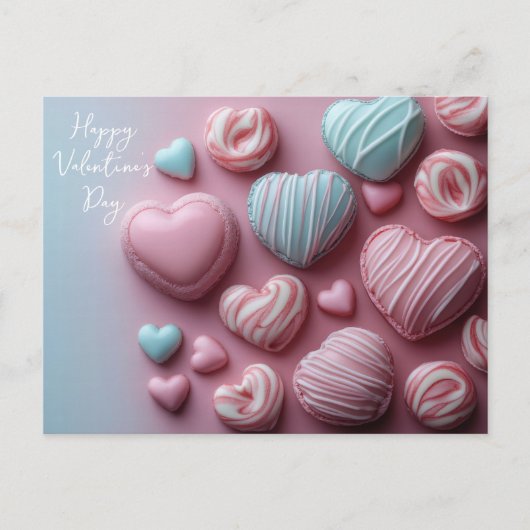 süße Herz Pralinen aus Schokolade Valentinstag ポストカード (正面)