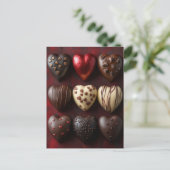 süße Herzen aus Schokolade Valentinstag ポストカード (スタンド正面)