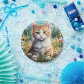 Süße Katze in einer Blumenwiese ペーパープレート (パーティー)