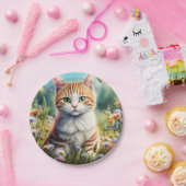 Süße Katze in einer Blumenwiese ペーパープレート (パーティー)