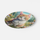 Süße Katze in einer Blumenwiese ペーパープレート (アングル)
