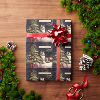 Süße Katze unterm Weihnachtsbaum ラッピングペーパー