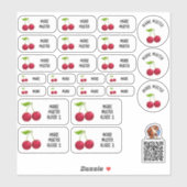 Süße Kirsche Namensaufkleber – 24er Set weiß シール (シート)