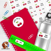 Süße Kirsche Namensaufkleber – 24er Set weiß シール