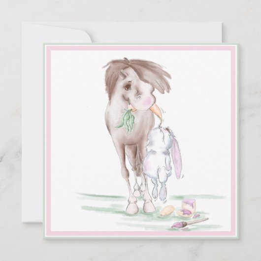 Süsse Pferd und Hase Osterkarte mit Couvert シーズンカード (正面)