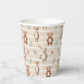 Süße Waldtiere- Aquarell- Muster- beige 紙コップ (右)