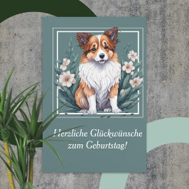 Süßer Collie umringt von Blumen -  カード
