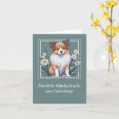 Süßer Collie umringt von Blumen -  カード (黄色い花)