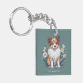 Süßer Collie umringt von Blumen - キーホルダー (正面左)
