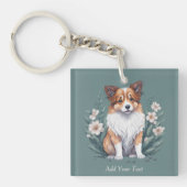 Süßer Collie umringt von Blumen - キーホルダー (正面)
