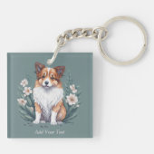 Süßer Collie umringt von Blumen - キーホルダー (裏面)