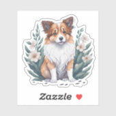 Süßer Collie umringt von Blumen - シール (シート)