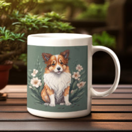 Süßer Collie umringt von Blumen -  マグカップ