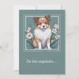 Süßer Collie umringt von Blumen -  招待状