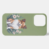 Süßer Collie umringt von Blumen -  iPhoneケース (裏面横)