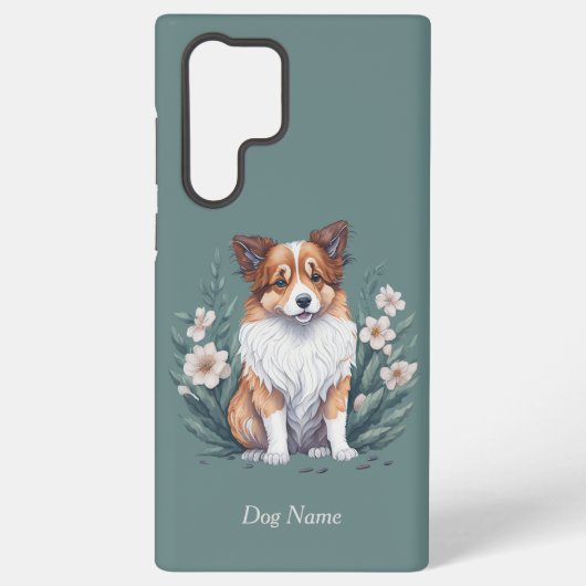 Süßer Collie umringt von Blumen -  Samsung Galaxyケース (裏面)