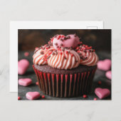 Süßer Cupcake mit Herzen Valentinstag ポストカード (正面/裏面)
