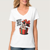Süßer Frenchie als Weihnachtsgeschenk T-Shirt Tシャツ (正面)