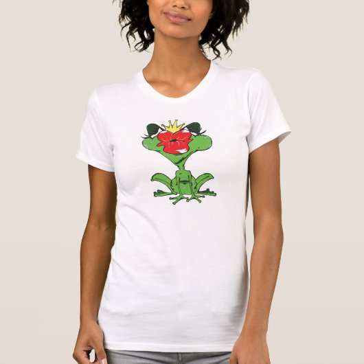 süßer Frosch mit Krone und Kussmund Tシャツ (正面)