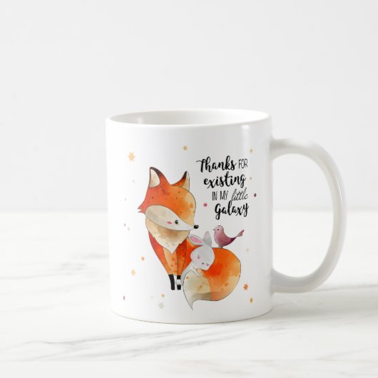 Süßer Fuchs mit Hase und Vogel - süßer Spruch コーヒーマグカップ (右)
