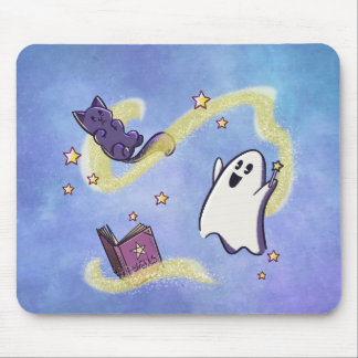Süßer Geist und Katze beim Zaubern auf Mousepad マウスパッド
