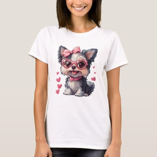 Süßer Hund Valentinstag Tシャツ (正面)