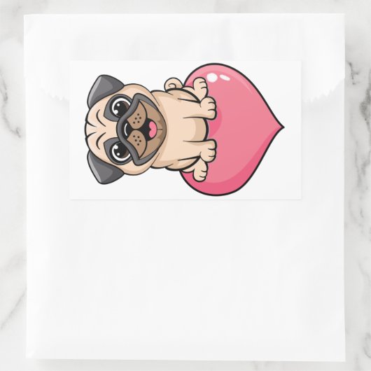 Süsser Mops 長方形シール (バッグ)