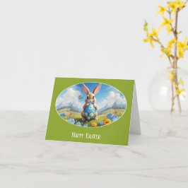 Süßer Osterhase in Landschaft -  カード