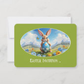 Süßer Osterhase in Landschaft -  招待状 (正面)