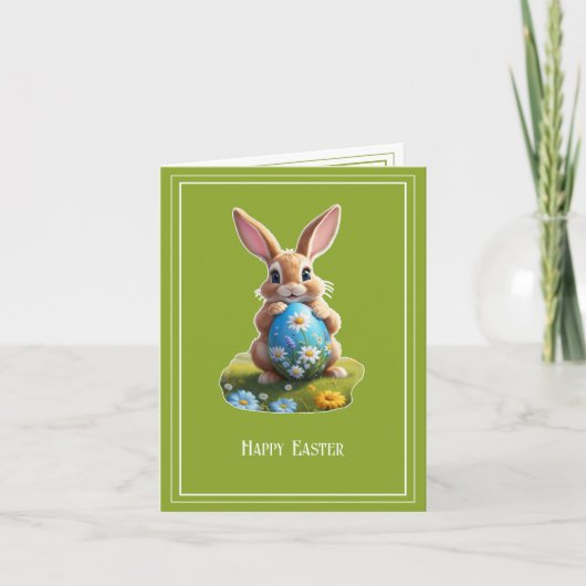 Süßer Osterhase mit einem Osterei - カード (正面)