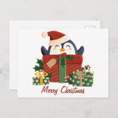 Süßer Pinguin wünscht frohe Weihnachten シーズンポストカード (正面/裏面)