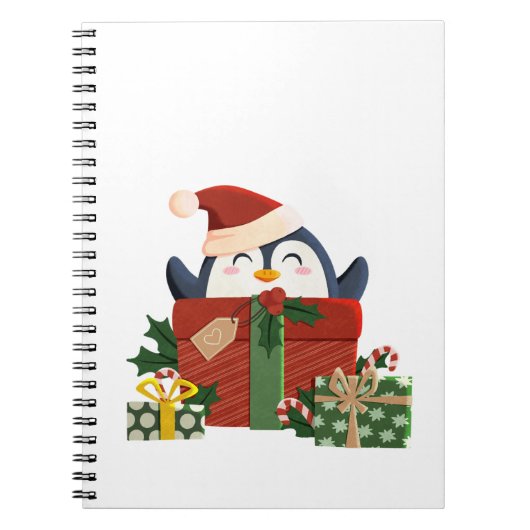 Süßer Pinguin wünscht frohe Weihnachten Postkarte ノートブック (正面)