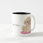 Süßer Tibetan Spaniel Hund mit Namen option  ツートーンマグカップ (正面右)
