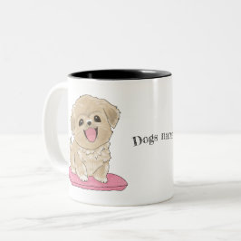 Süßer Tibetan Spaniel Hund mit Namen option ツートーンマグカップ