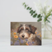 Süßes Aussiedoodle Portrait ポストカード (スタンド正面)