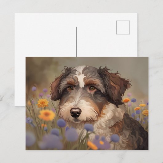 Süßes Aussiedoodle Portrait ポストカード (正面/裏面)