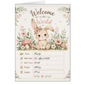Süßes Baby Hasen Design mit Geburtsdaten Feldern (正面)