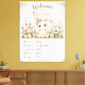 Süßes Baby Hasen Design mit Geburtsdaten Feldern キャンバスプリント (インサイチュ (リビング))