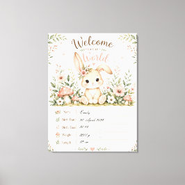 Süßes Baby Hasen Design mit Geburtsdaten Feldern キャンバスプリント