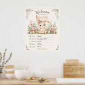 Süßes Baby Hasen Design mit Geburtsdaten Feldern ポスター (キッチン)