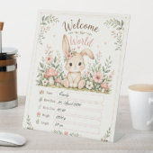 Süßes Baby Hasen Design mit Geburtsdaten Feldern 台座サイン (インサイチュ)