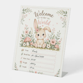 Süßes Baby Hasen Design mit Geburtsdaten Feldern 台座サイン