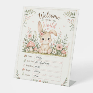 Süßes Baby Hasen Design mit Geburtsdaten Feldern 台座サイン