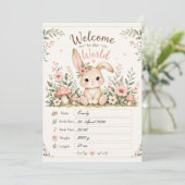 Süßes Baby Hasen Design mit Geburtsdaten Feldern 招待状 (スタンド正面)