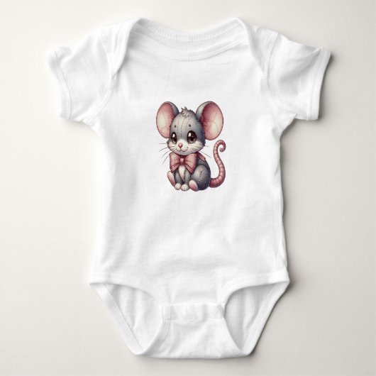 Süßes Babyshirt mit bunten Tieren  ベビーボディスーツ (正面)