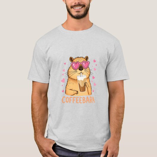 Süßes Capybara mag Kaffee Coffeebara Tシャツ (正面)