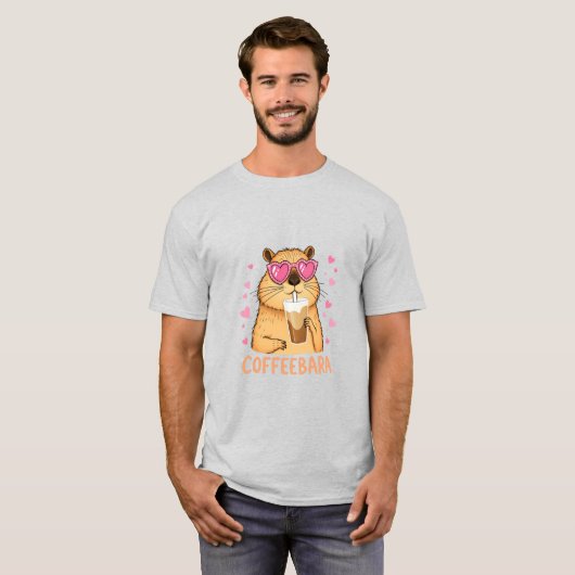 Süßes Capybara mag Kaffee Coffeebara Tシャツ (正面フル)