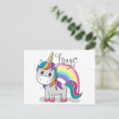 Süßes Einhorn Unicorn mit großen Augen シーズンポストカード (スタンド正面)