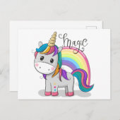 Süßes Einhorn Unicorn mit großen Augen シーズンポストカード (正面/裏面)
